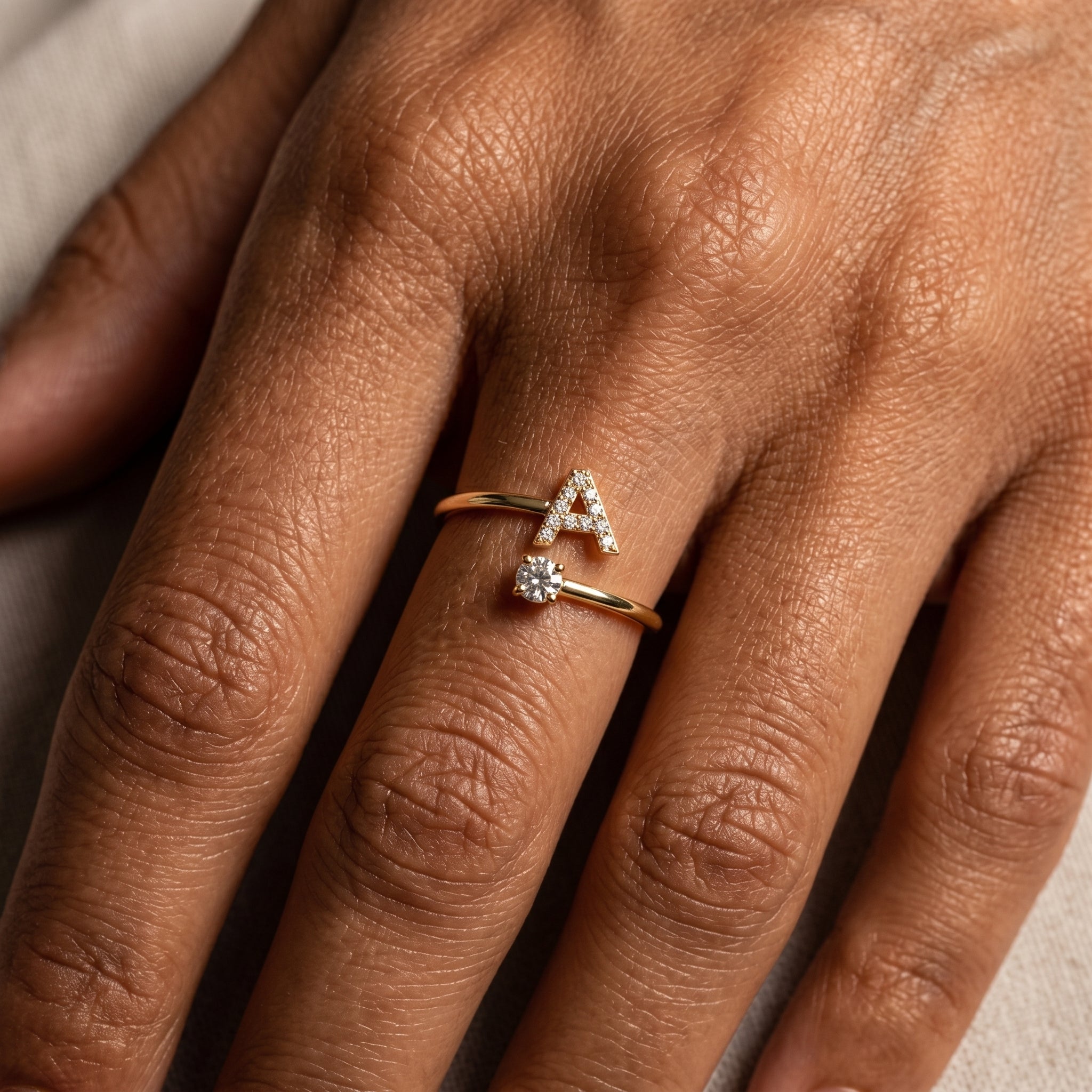 Adjustable Initial Ring "Celeste"