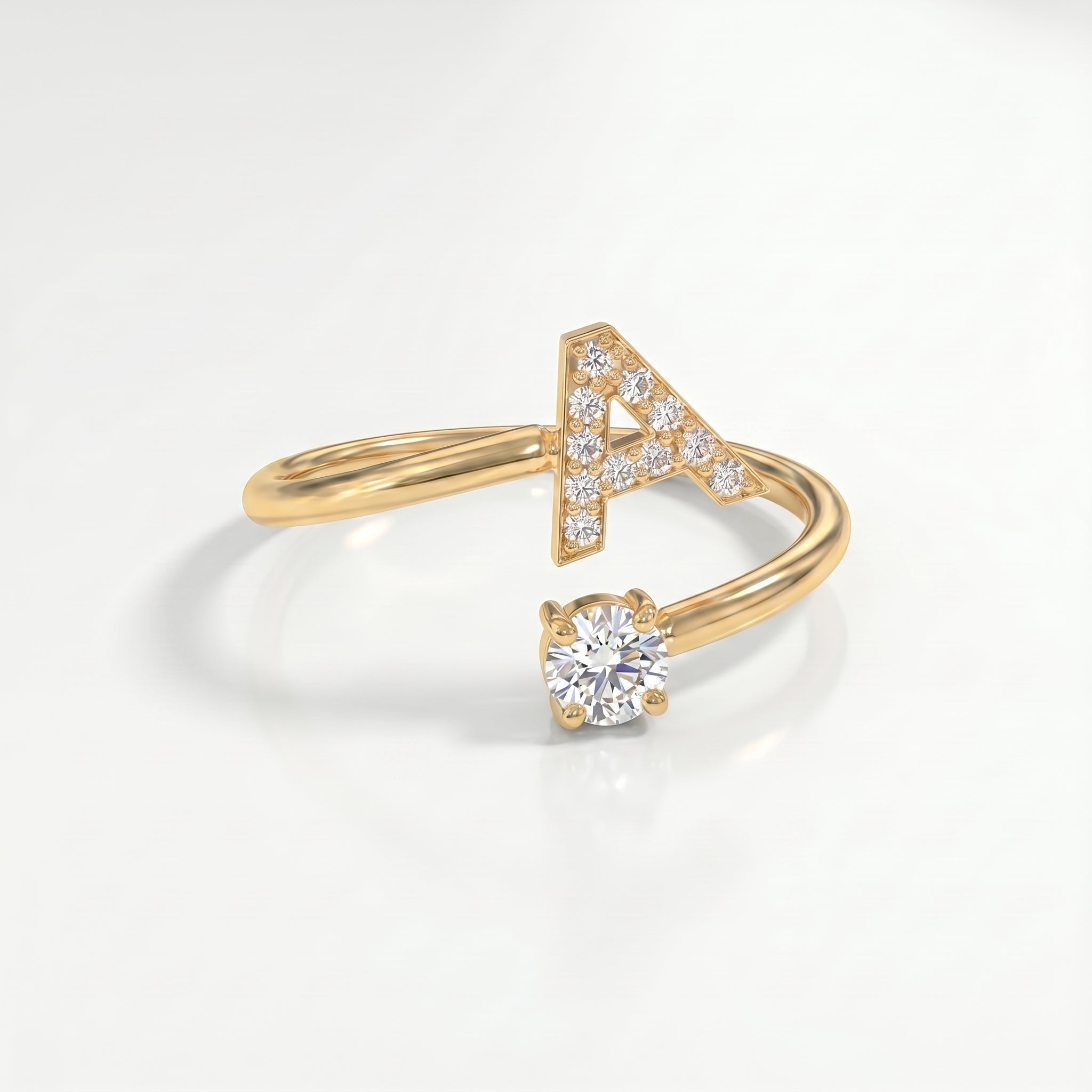 Adjustable Initial Ring "Celeste"