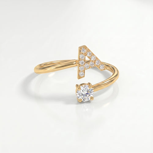 Adjustable Initial Ring "Celeste"