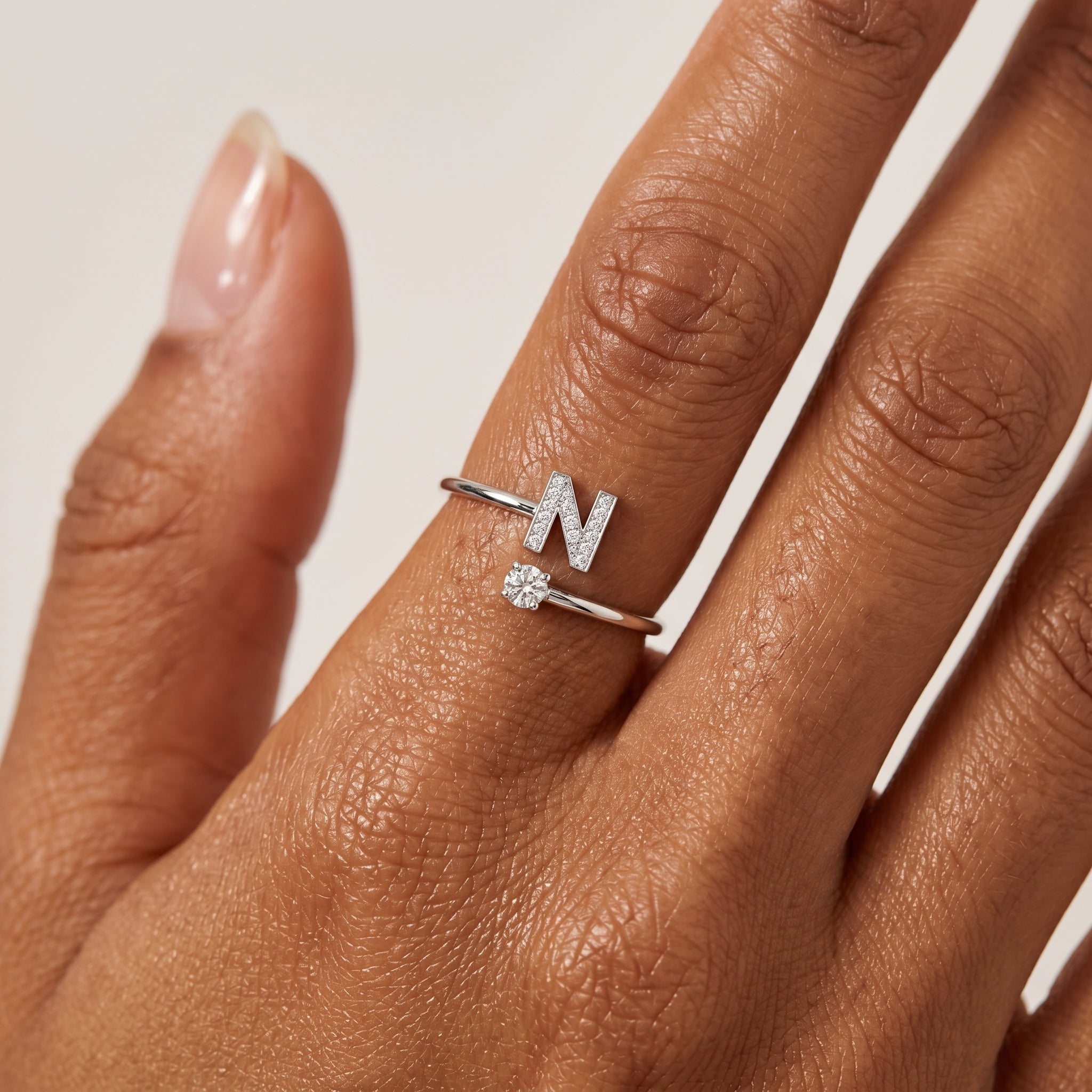 Adjustable Initial Ring "Celeste"